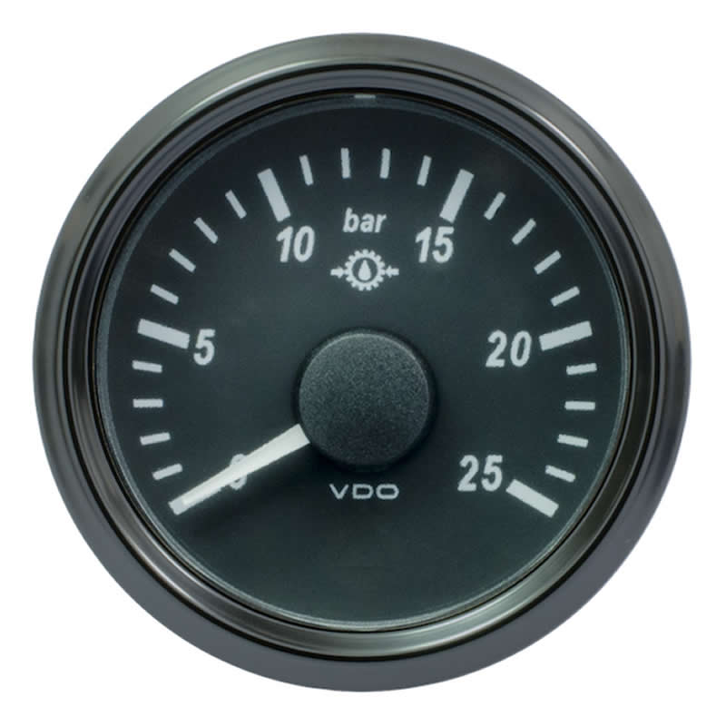 VDO SingleViu 1167 Gear Oil Pressure 25Bar Black 52mm